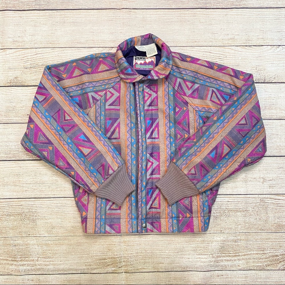 Vintage Walls Mountain Aztec Bomber Jacket